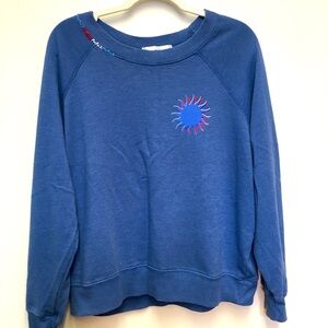 WildFox Crewneck Pull Over Sweatshirt Small Blue Casual Loungewear Cozy Soft